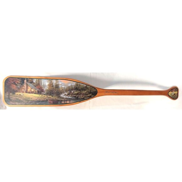 Thomas Kinkade Decorative Oar Paddle "Perfect Retreat" 98387 2003 w/mounts - Picture 1 of 7